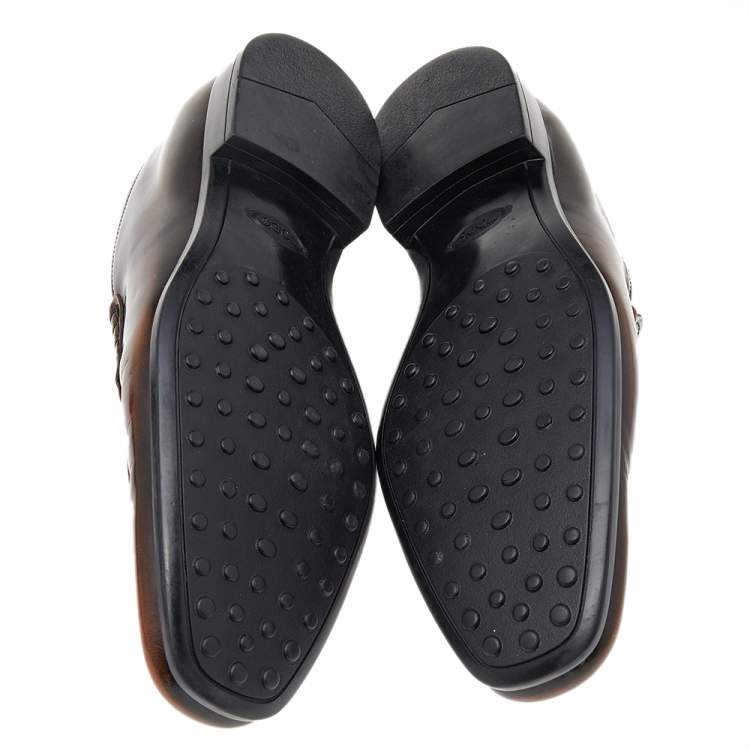 Pre Owned Tod's Dark Brown Leather Slip On Penny Loafers Size 43