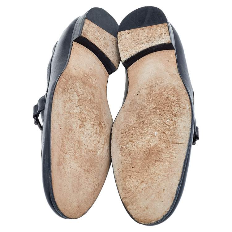 Pre Owned Tod's Black Leather TT Slip on Loafers Size 43
