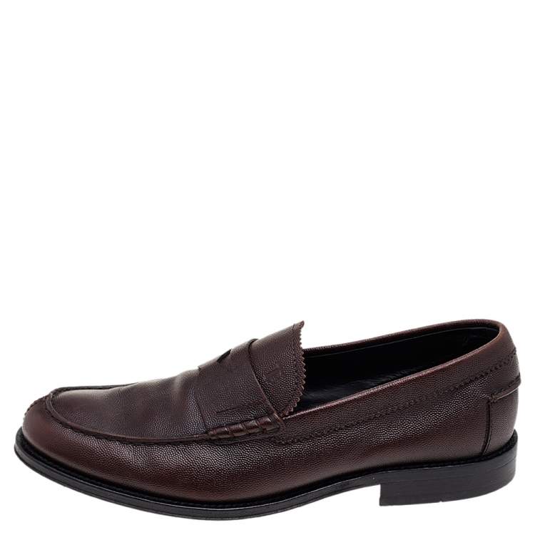 Pre Owned Tod's Brown Leather Slip on Loafers Size 43