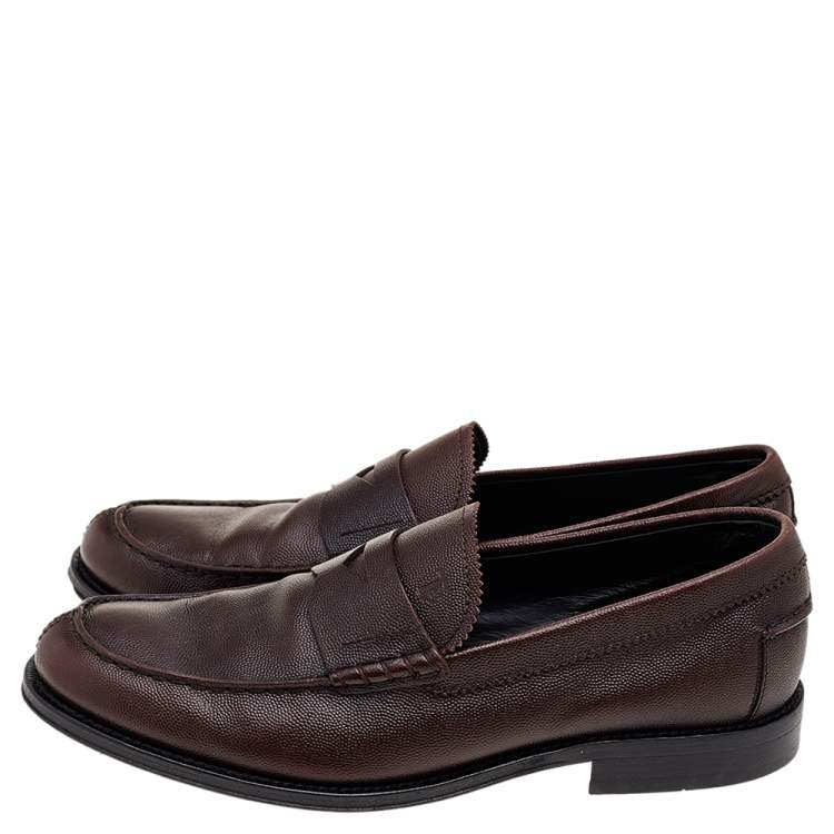 Pre Owned Tod's Brown Leather Slip on Loafers Size 43