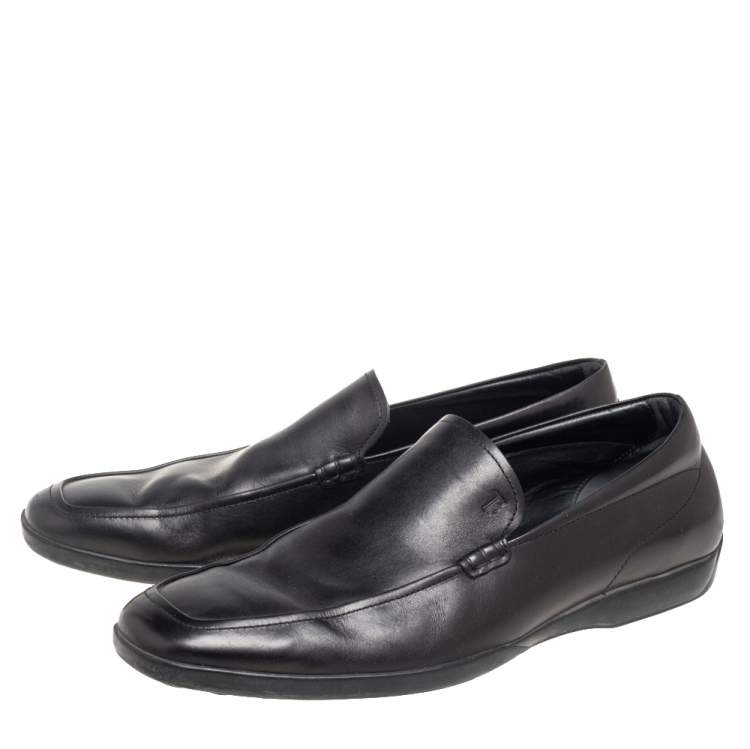 Pre Owned Tod's Black Leather Slip on Loafers Size 44.5