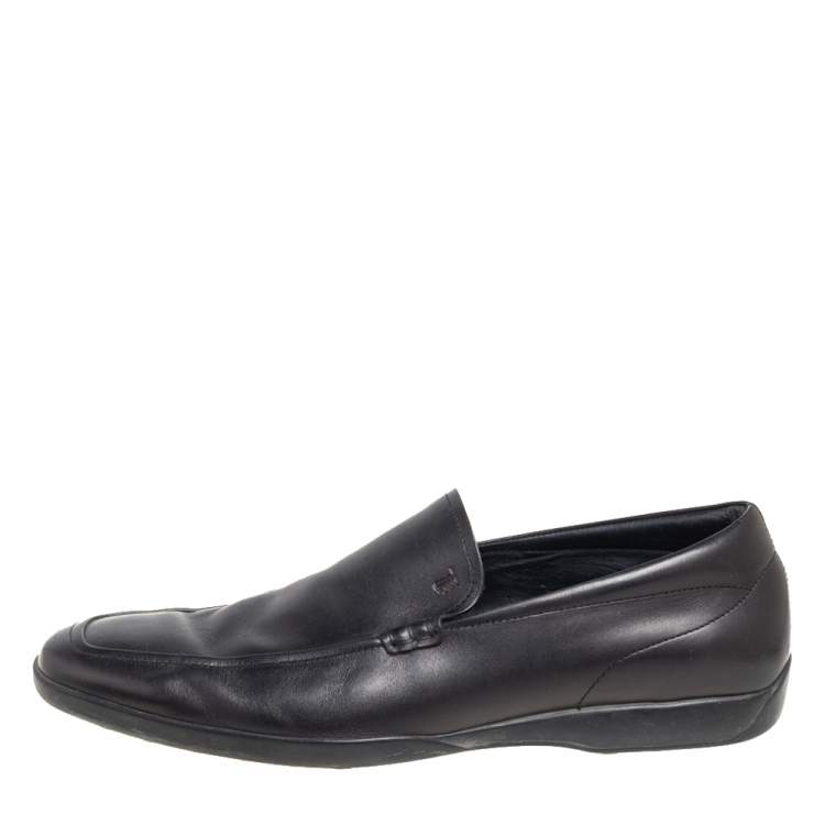 Pre Owned Tod's Black Leather Slip on Loafers Size 44.5