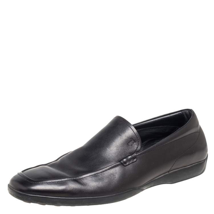 Pre Owned Tod's Black Leather Slip on Loafers Size 44.5