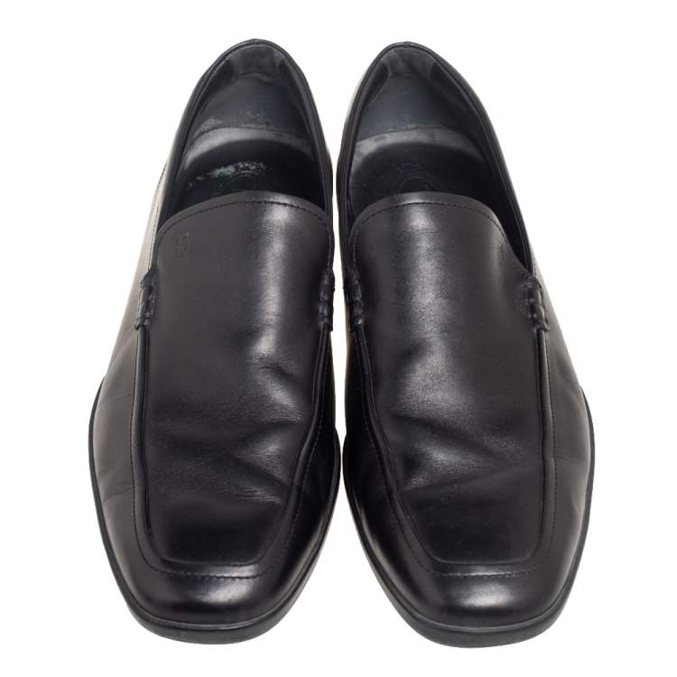Pre Owned Tod's Black Leather Slip on Loafers Size 44.5