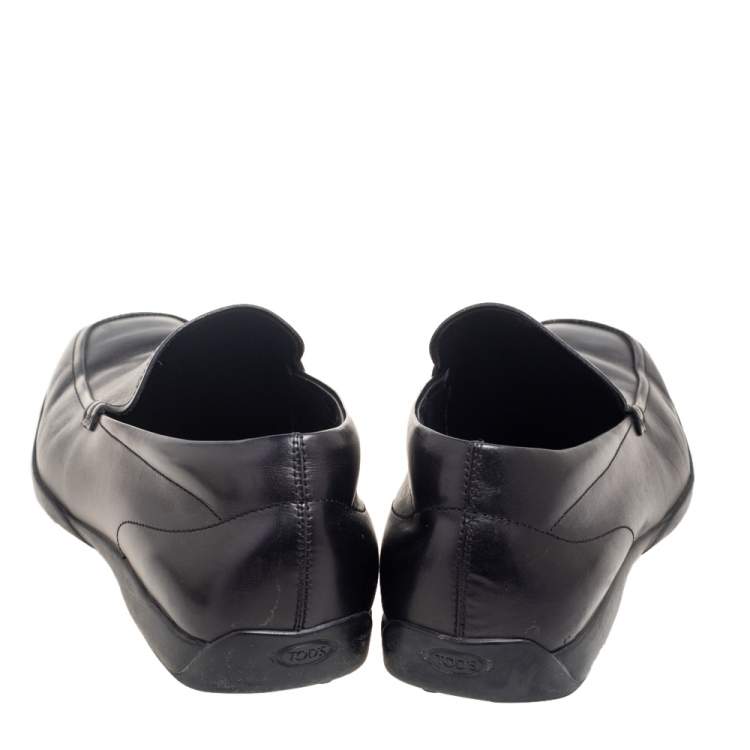 Pre Owned Tod's Black Leather Slip on Loafers Size 44.5