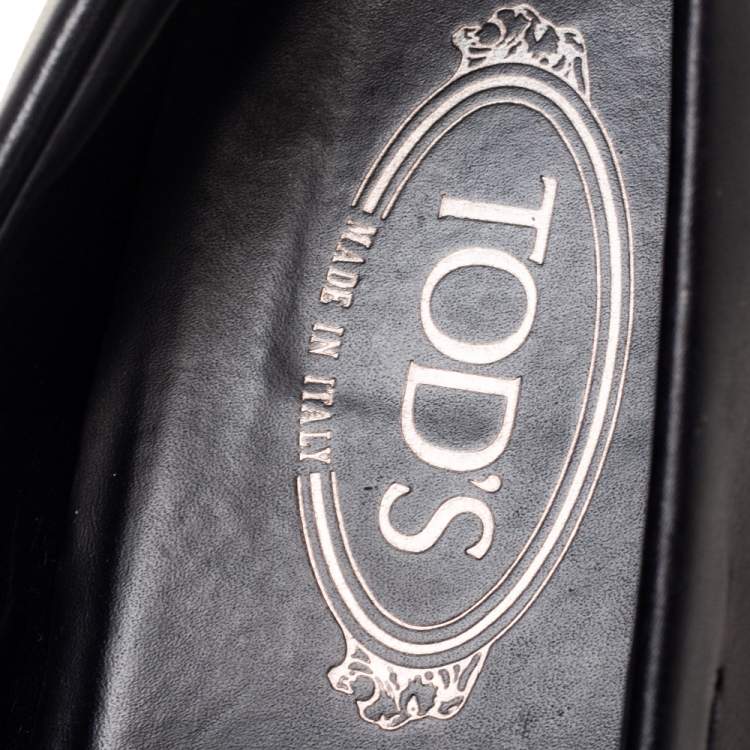Pre Owned Tod's Black Leather Penny Slip On Driving Loafers Size 45
