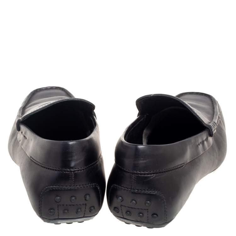 Pre Owned Tod's Black Leather Penny Slip On Driving Loafers Size 45