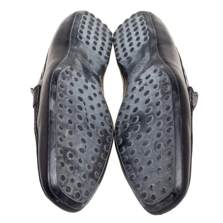 Pre Owned Tod's Black Leather Penny Slip On Driving Loafers Size 45