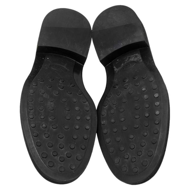 Pre Owned Tod's Black Leather Slip on Loafers Size 42