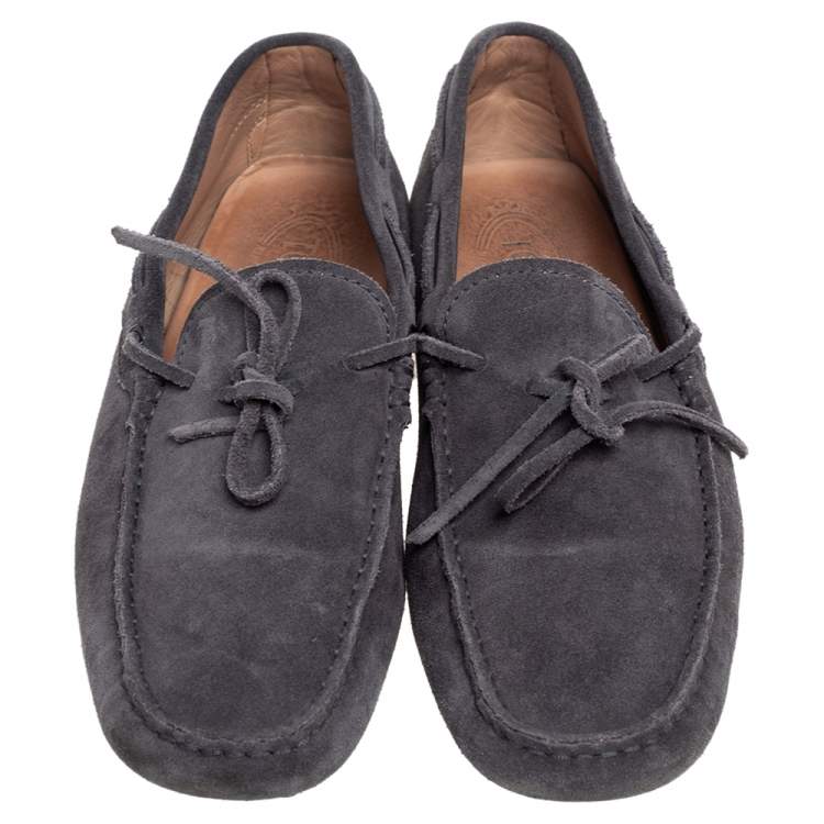 Pre Owned Tod's Grey Suede  Bow Slip On Loafers Size 41
