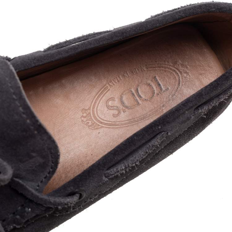 Pre Owned Tod's Grey Suede  Bow Slip On Loafers Size 41