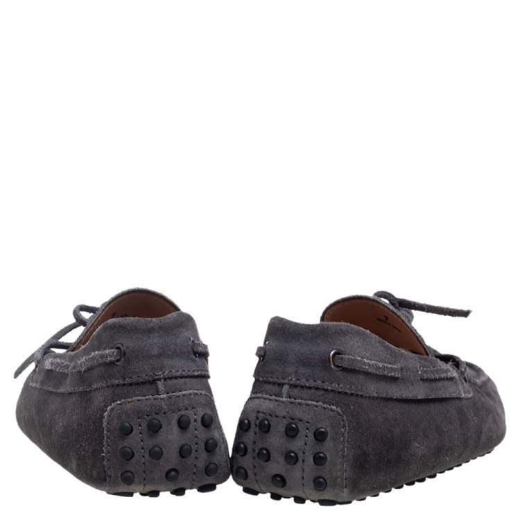 Pre Owned Tod's Grey Suede  Bow Slip On Loafers Size 41