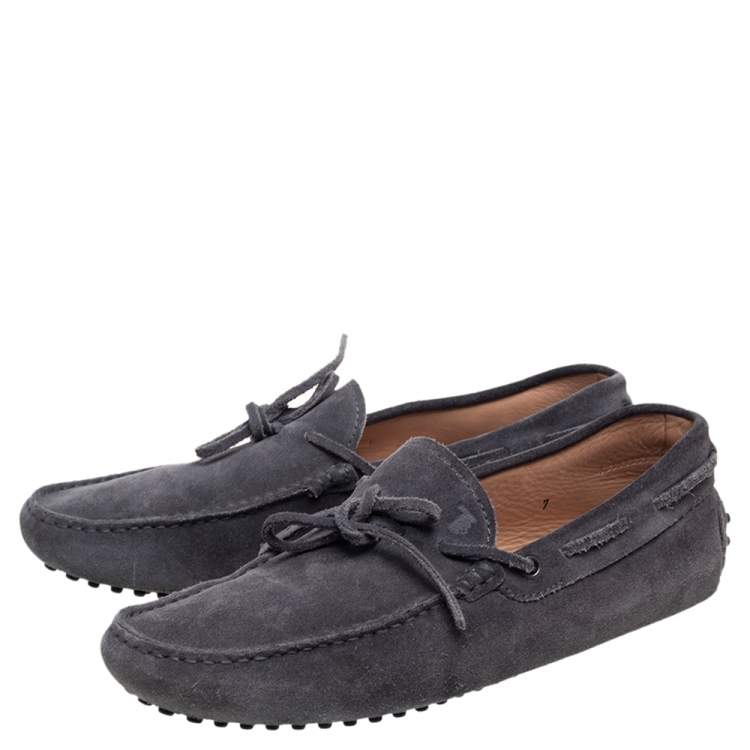 Pre Owned Tod's Grey Suede  Bow Slip On Loafers Size 41
