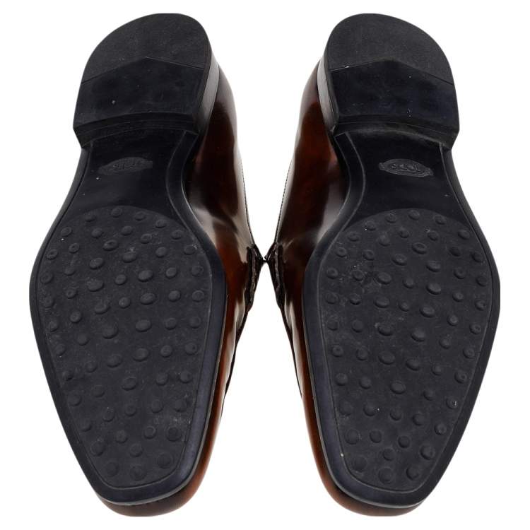 Pre Owned Tod's Brown Leather Slip On Loafers Size 44