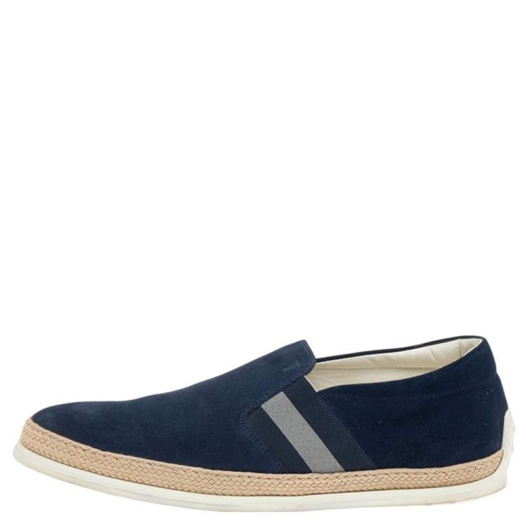 Pre Owned Tod's Navy Blue Suede Espadrille Slip On Sneakers Size 42