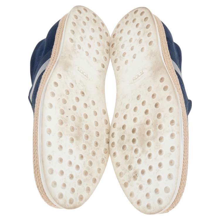 Pre Owned Tod's Navy Blue Suede Espadrille Slip On Sneakers Size 42