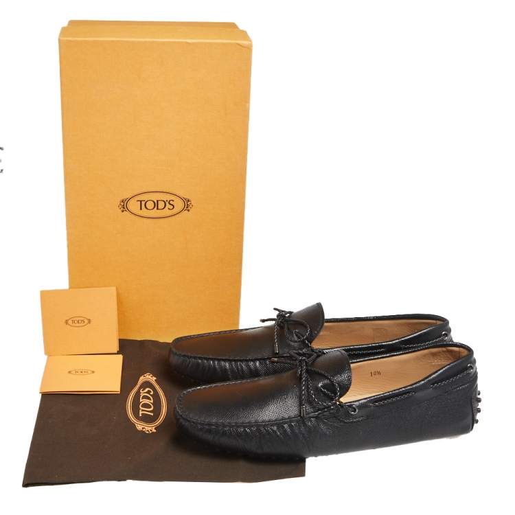 Pre Owned Tod's Black Leather Slip on Loafers Size 45