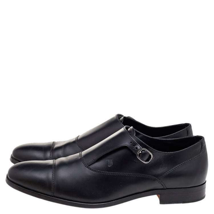 Pre Owned Tod's Black Leather Monk Strap Shoes Size 42.5 