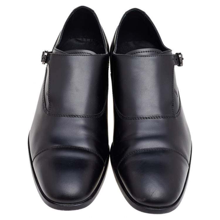 Pre Owned Tod's Black Leather Monk Strap Shoes Size 42.5 
