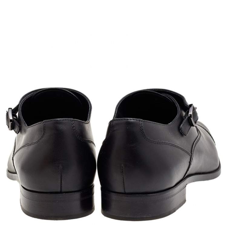 Pre Owned Tod's Black Leather Monk Strap Shoes Size 42.5 