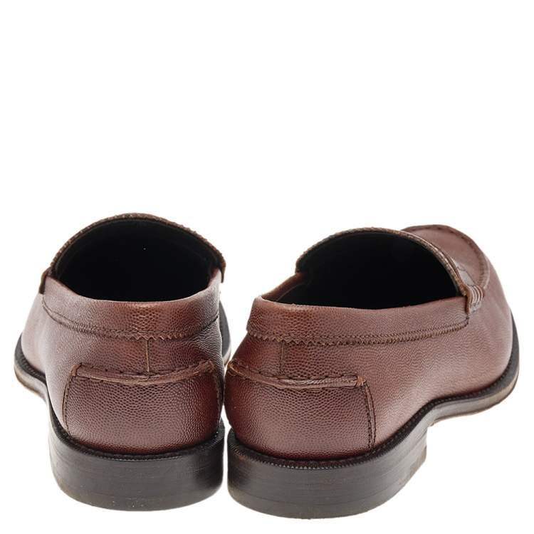 Pre Owned Tod's Brown Leather Slip on Loafers Size 41.5