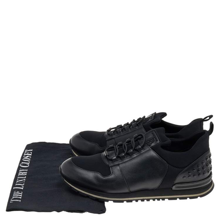 Pre Owned Tod's Black Leather And Neoprene Low Top Sneakers Size 40
