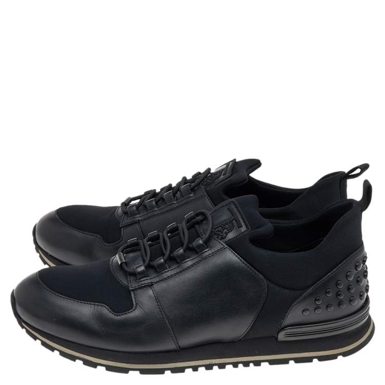 Pre Owned Tod's Black Leather And Neoprene Low Top Sneakers Size 40