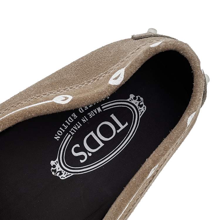 Pre Owned Tod's Grey Suede Driving Loafers Size 43
