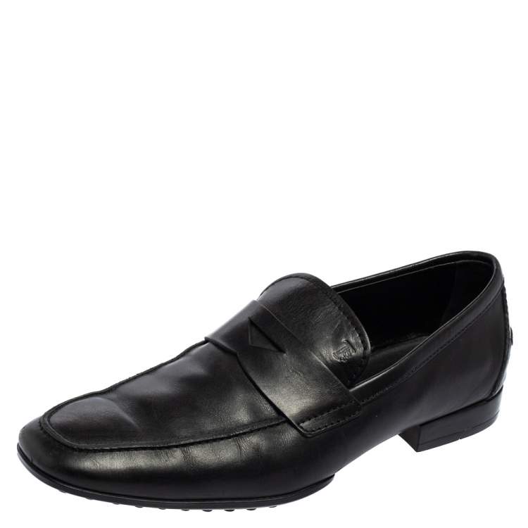 Pre Owned Tod's Black Leather Penny Loafers Size 41.5