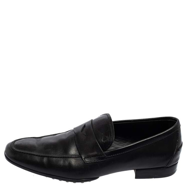 Pre Owned Tod's Black Leather Penny Loafers Size 41.5