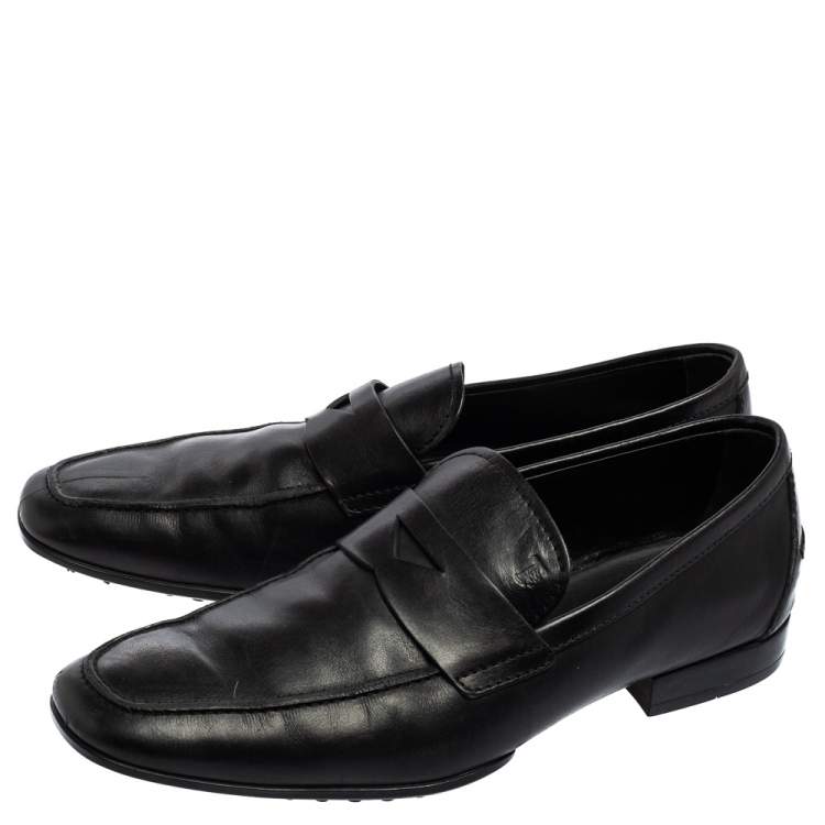 Pre Owned Tod's Black Leather Penny Loafers Size 41.5
