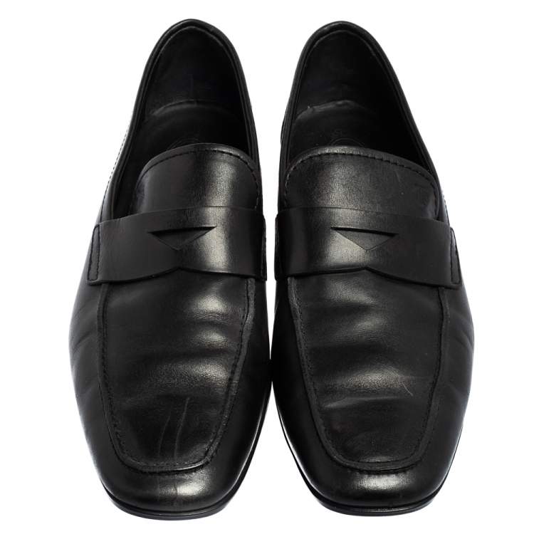 Pre Owned Tod's Black Leather Penny Loafers Size 41.5