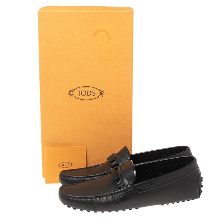 Pre Owned Tod's Black Leather Driving Slip On Loafers Size 40