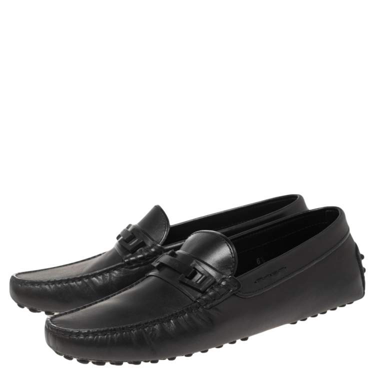 Pre Owned Tod's Black Leather Driving Slip On Loafers Size 40