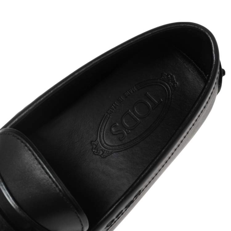 Pre Owned Tod's Black Leather Driving Slip On Loafers Size 40