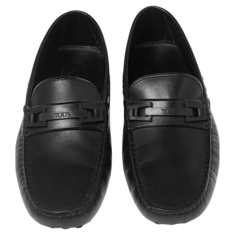 Pre Owned Tod's Black Leather Driving Slip On Loafers Size 40