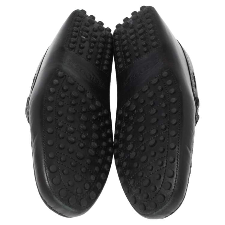 Pre Owned Tod's Black Leather Driving Slip On Loafers Size 40