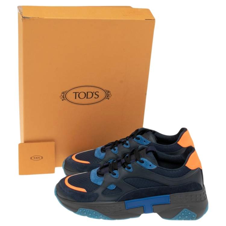 Pre Owned Tod's Multicolor Leather, Mesh and Suede Low-Top Sneakers Size 42.5