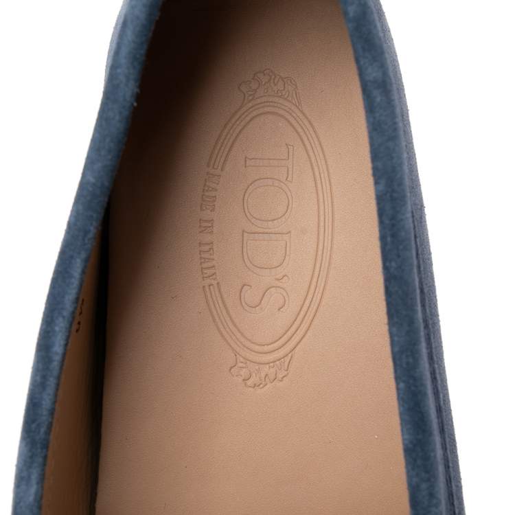 Pre Owned Tod's Blue Suede Driving Slip On Loafers Size 44