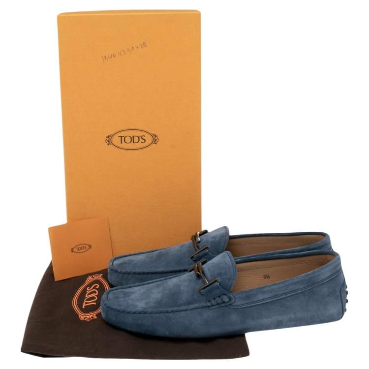 Pre Owned Tod's Blue Suede Driving Slip On Loafers Size 44