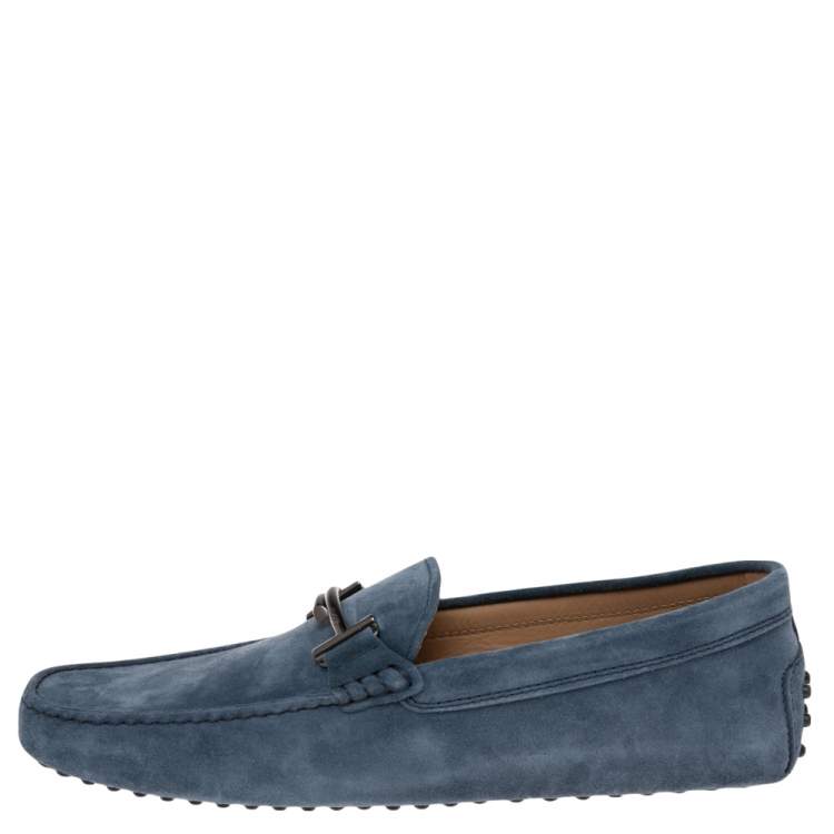 Pre Owned Tod's Blue Suede Driving Slip On Loafers Size 44