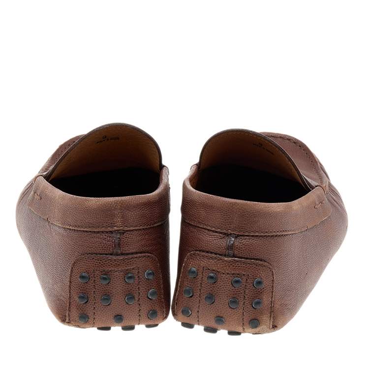 Pre Owned Tod's Brown Leather Slip On Loafers Size 43