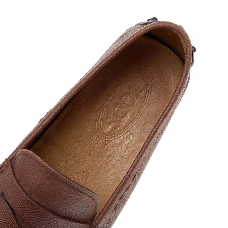 Pre Owned Tod's Brown Leather Slip On Loafers Size 43