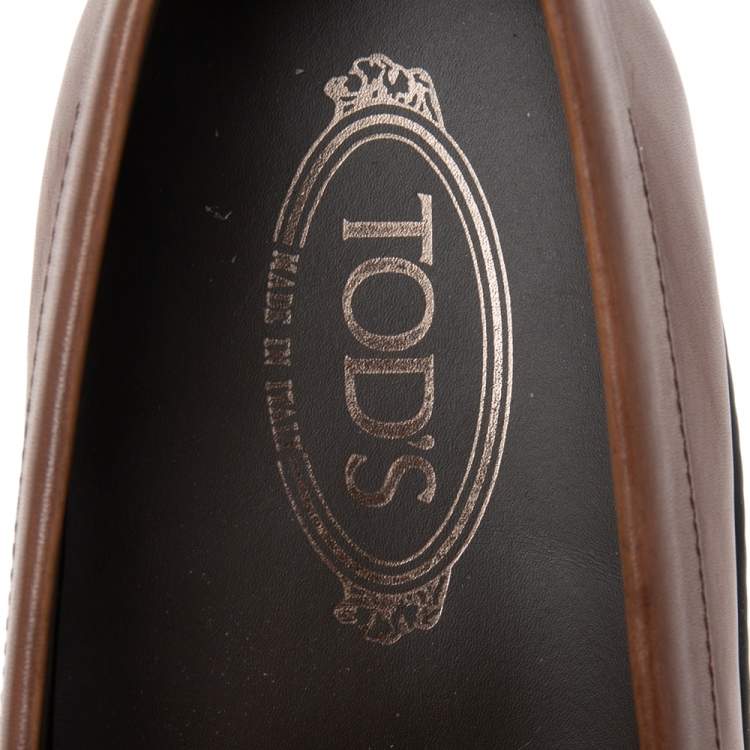 Pre Owned Tod's Brown Leather Penny Loafers Size 45.5
