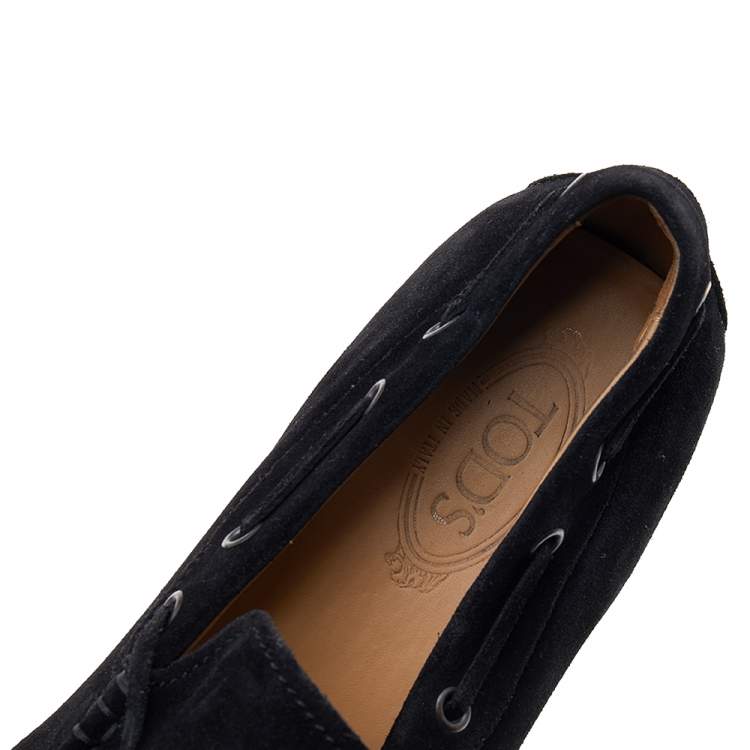 Pre Owned Tod's Black Suede Slip on Loafers Size 44.5