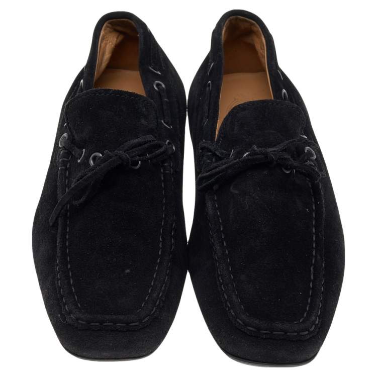 Pre Owned Tod's Black Suede Slip on Loafers Size 44.5