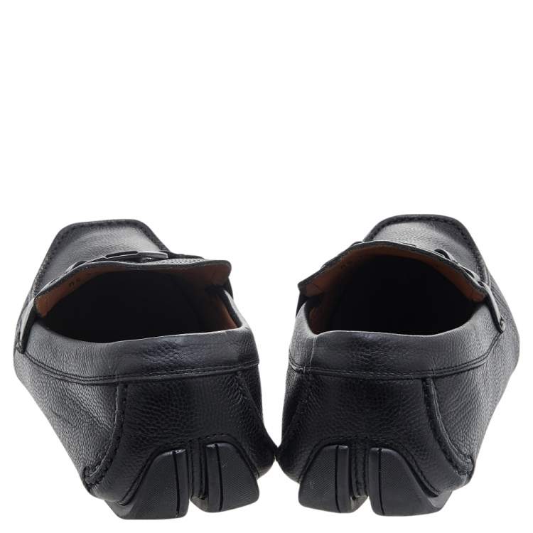Pre Owned Salvatore Ferragamo Black Leather Slip On Loafers Size 41