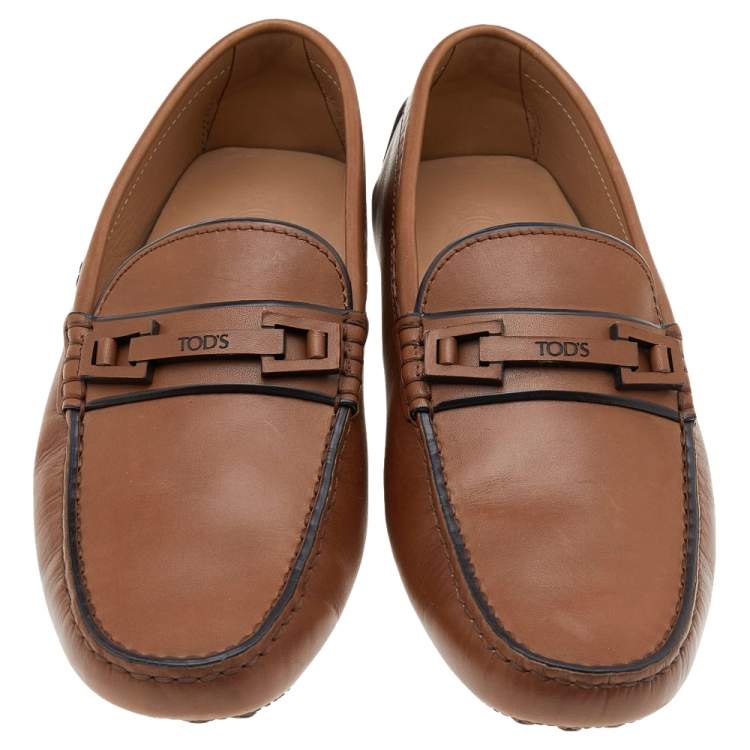 Pre Owned Tod's Brown Leather Slip on Loafers Size 39.5