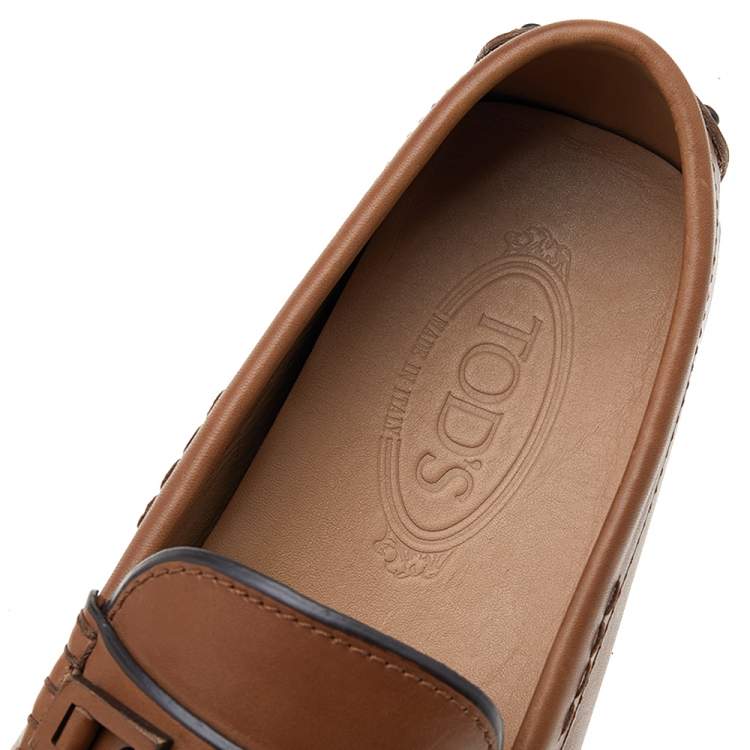 Pre Owned Tod's Brown Leather Slip on Loafers Size 39.5