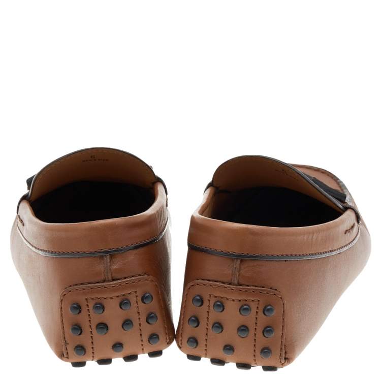 Pre Owned Tod's Brown Leather Slip on Loafers Size 39.5